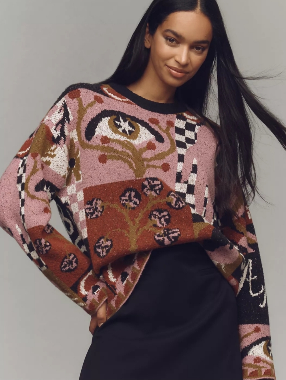 Oversized Graphic Jacquard Sweater